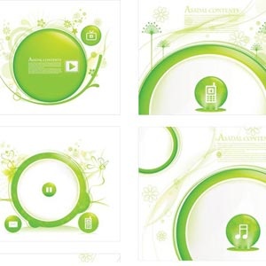 Vector Abstract Green Floral Art Media Player Brochure Design