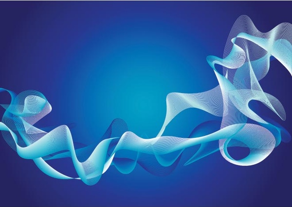 vecteurs lignes fumée abstraite sur fond bleu