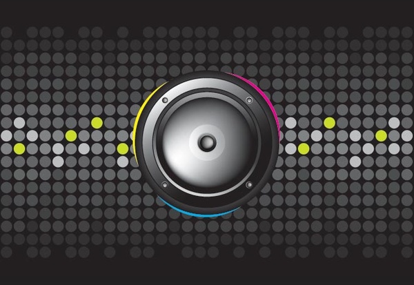 Vektor-abstrakte Lautsprecher-Symbol in Halbton farbigen Hintergrund