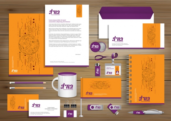 Vector abstracto papelería editable plantilla diseño elementos de recuerdos promocionales de regalo artículos negocio color enlace sistema de efectos