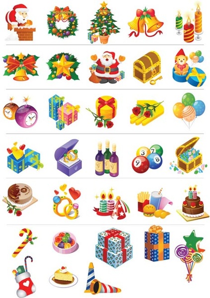 Vektor-abstrakte verschiedene Weihnachten glossy Icon set