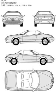 Vector Alfa Romeo Car All Side Blueprint Illustration