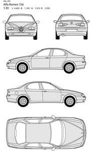 vektor alfa romeo mobil semua sisi cetak biru ilustrasi