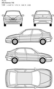 Vector Alfa Romeo Car All Side Blueprint Vector Illustration Illustration