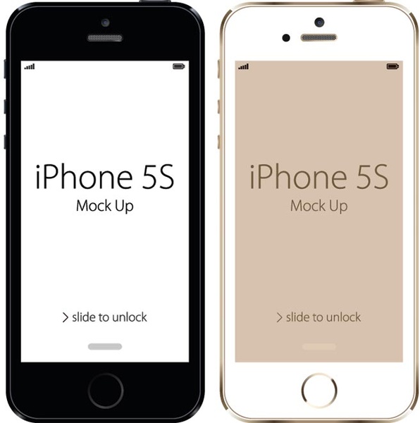 Vector apple iphone 5s maqueta blanco y negro color