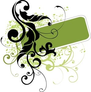 vetor arte floral de bandeira negra silhueta em elementos de design da marca verde