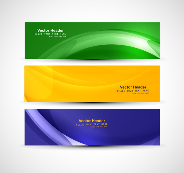 vektor banner Brasil bendera konsep warna-warni gelombang tiga header desain set