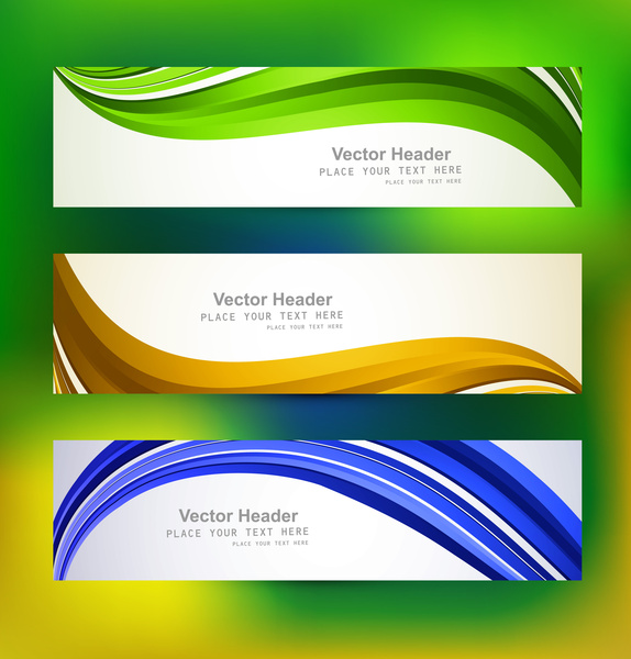 Vector Banner Brazil Flag Concept Wave Three Header Set Colorful Background