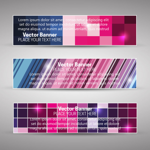 Vector banner set dengan abstrak latar belakang warna-warni