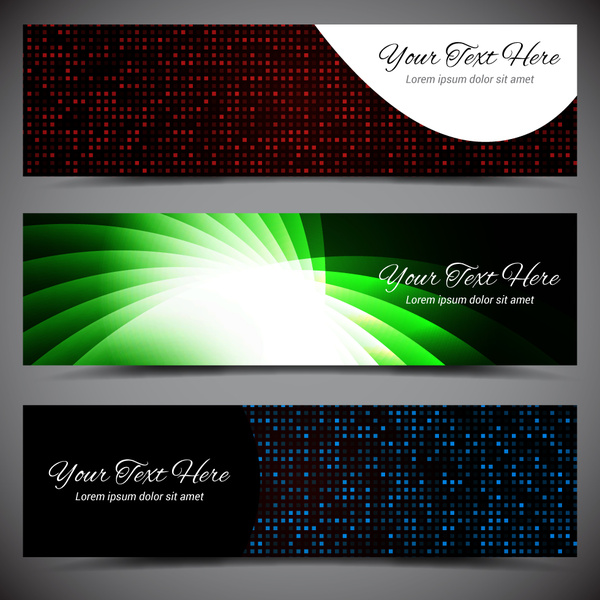 Vector Banner Deisgn-sets mit Lichteffekt Hintergrund