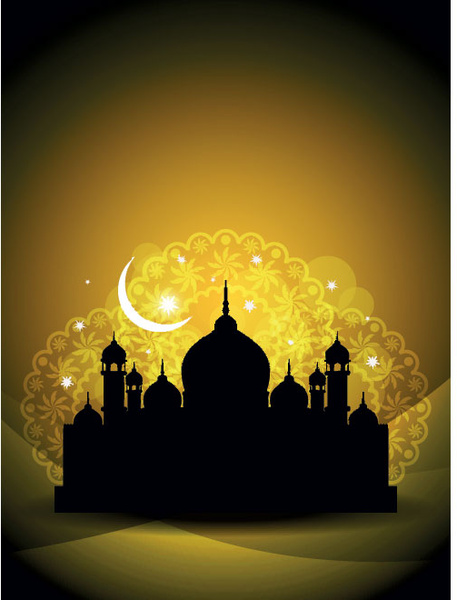 Vector Beautiful Artistic Art Work On Eid Mubarak Greeting Card