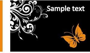 ilustracja wektorowa piękne czarne tło kwiatowy pomarańczowy sylwetka motyl na nim