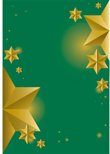 Vector Beautiful Christmas Green Background With Golden Stars