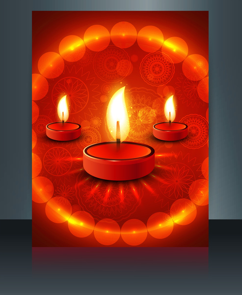 modello di carta di diwali bella celebrazione dell'opuscolo di vettore