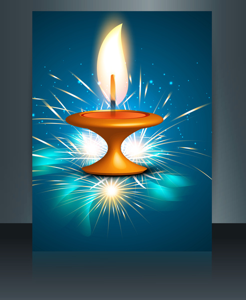 Vector Beautiful Diwali Celebration Brochure Card Template