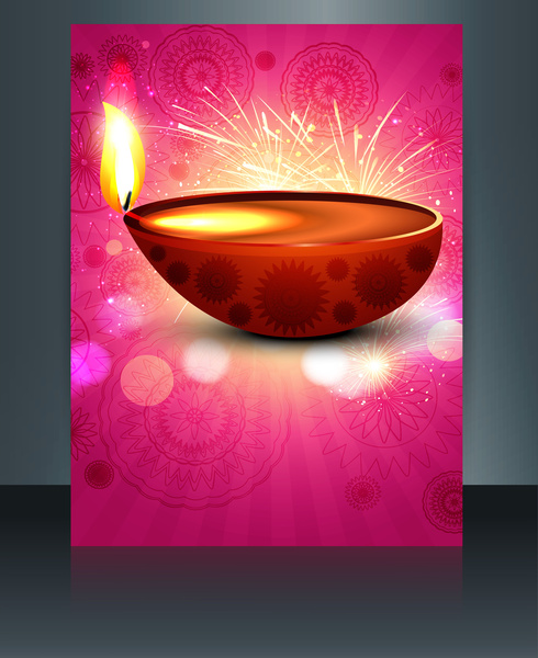 modelo de cartão do diwali bela celebração brochura de vetor