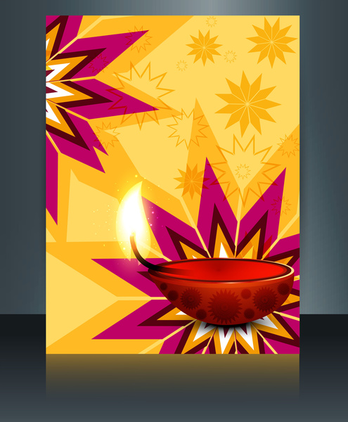 modelo de cartão do diwali bela celebração brochura de vetor