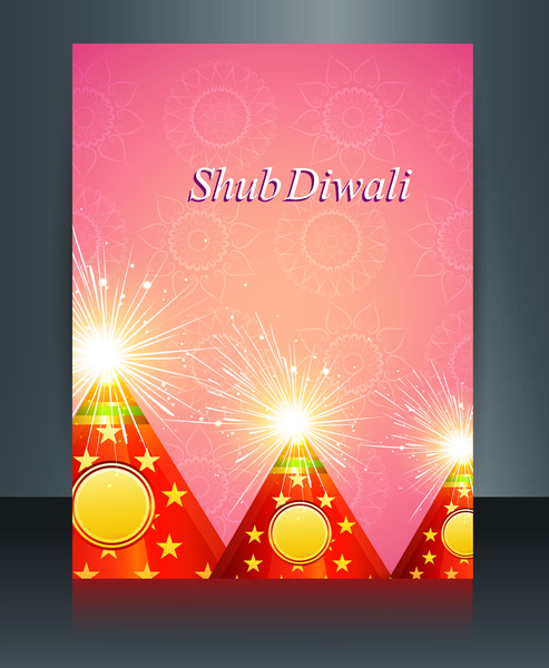 modello di carta di diwali bella celebrazione dell'opuscolo di vettore
