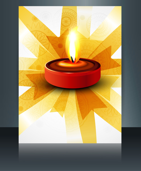 Vector de plantilla de tarjeta de diwali hermosa celebración folleto