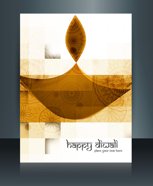 Vector de plantilla de tarjeta de diwali hermosa celebración folleto