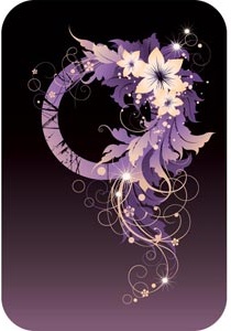 Vector de plantilla de tarjeta floral de flor púrpura hermosa