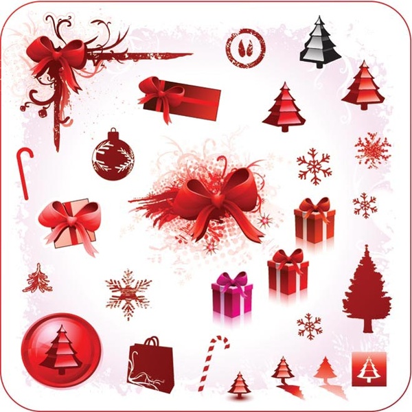美しい赤いクリスマス ポスター デザイン要素をベクトルします。