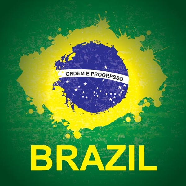 vettore bella bandiera brasiliana splash con tipografia