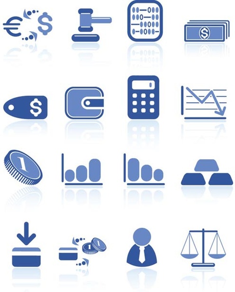 Banco azul vector relacionado con los iconos de finanzas