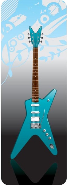 gitar listrik biru vektor latar belakang abu-abu
