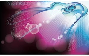 Vector Blue Glowing Smoke Art On Pink Lines Banner