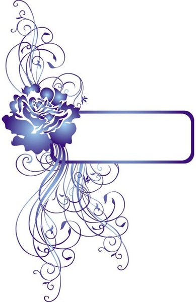 cadre vintage floral rose de vecteur bleu