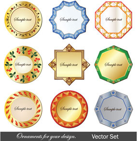 Vector fronteiras quadros e conjunto de rótulos ornamentais