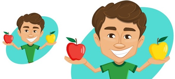 Vektor-Junge mit Äpfeln