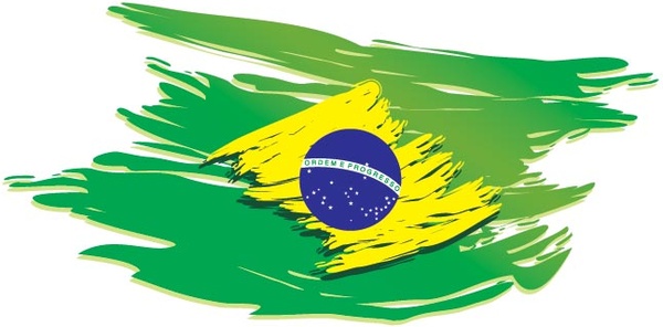 vektor bergaya pada latar belakang putih bendera Brasil