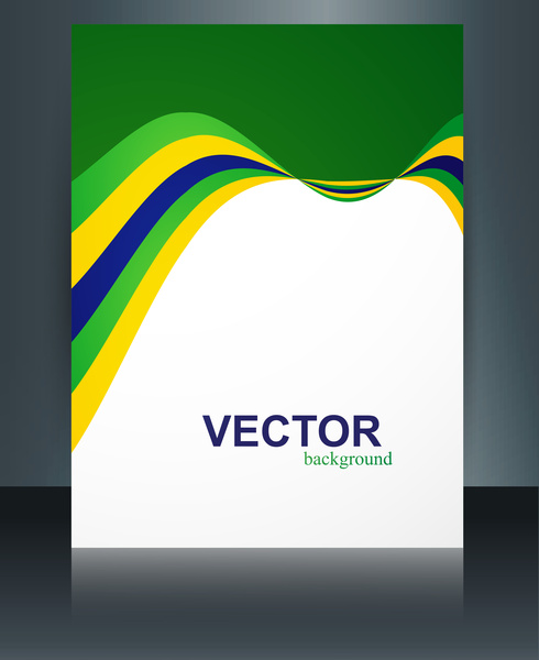 ベクトル パンフレット ブラジル国旗概念テンプレート波イラスト