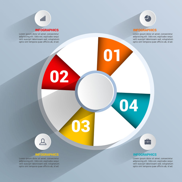 Infográfico de negócios vetor com ícones de botões de círculos
