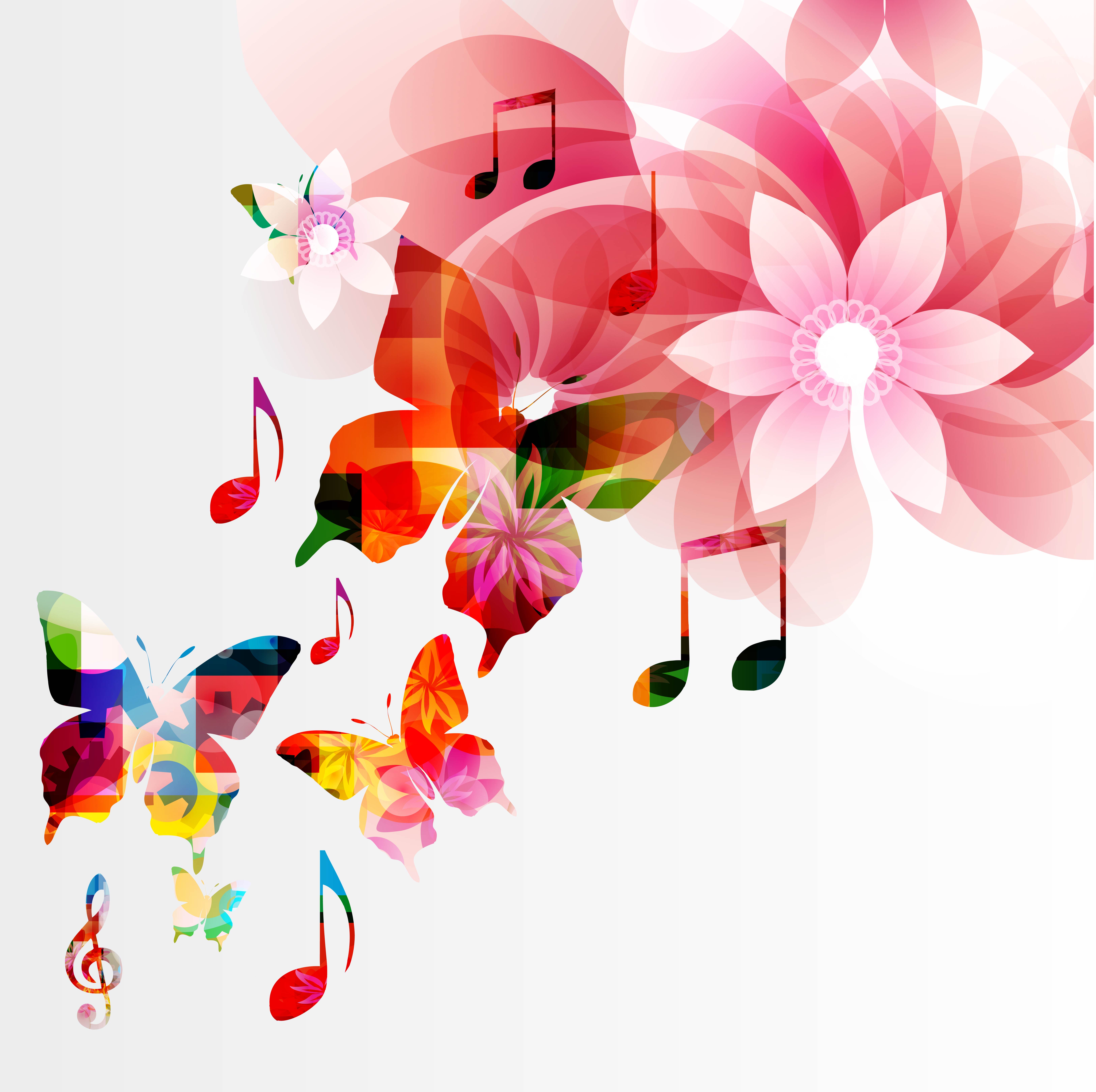 Vector Butterflies And Flower Background Artvector Flowerfree Vector