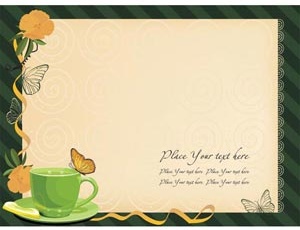 فراشة متجه على دعوة الشاي بطاقة الأزهار ناقل الأزهار ناقل حر تحميل مجاني