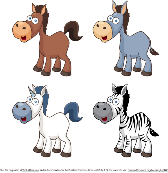 ícones de cavalo dos desenhos animados do vetor
