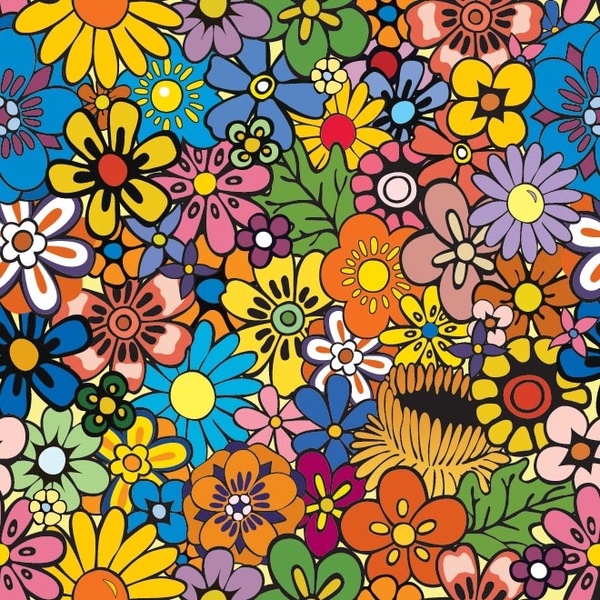 Vector Cartoon nahtlose Muster mit Blumen