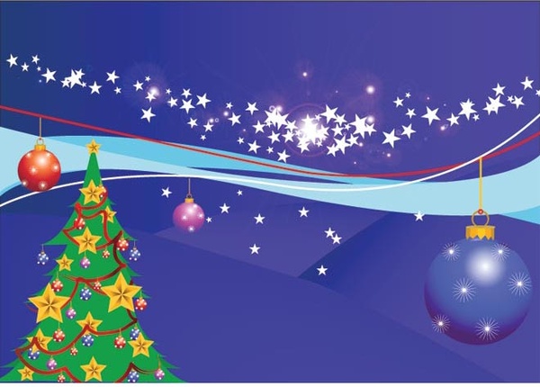 Vector Christmas Gift Tree Design On Abstract Snowflake Design X Mas Card