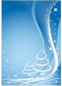vektor pohon Natal jalur seni di latar belakang garis-garis abstrak biru