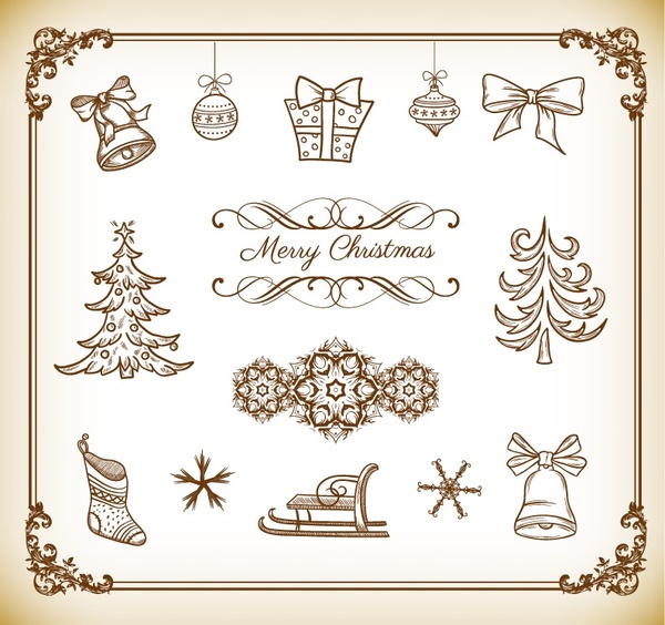 クリスマス装飾要素のベクトル コレクション