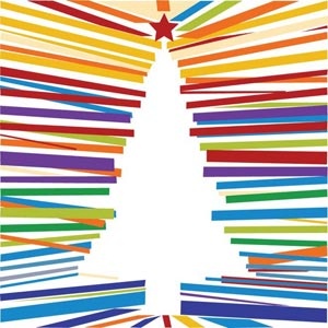 vektor strip berwarna-warni membuat pohon Natal Natal x mas kartu
