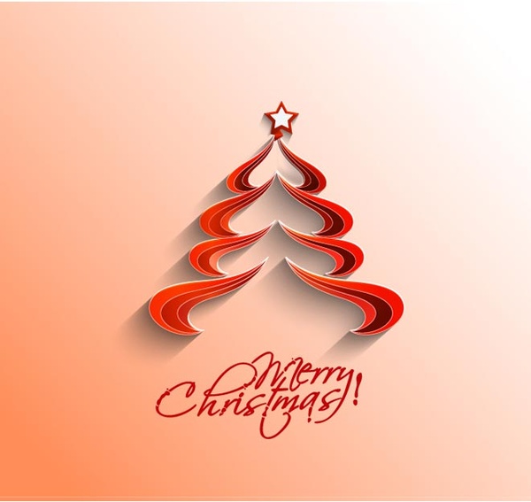 Vector Cute Red Merry Christmas Tree Logo
