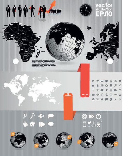 Vektor demografischen grauen Infografiken globe Designelemente und Symbol