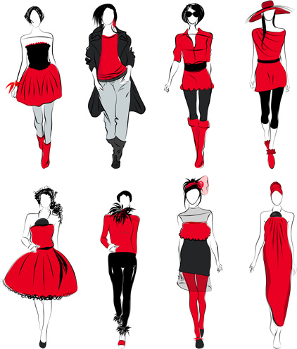 ベクターファッションの女の子のデザイン要素