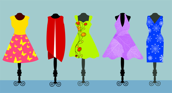 Vektor-Mode-Illustration der Womans Kleid auf Kleiderbügel