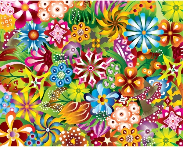 Vector Flower Pattern Background Ethnic Style