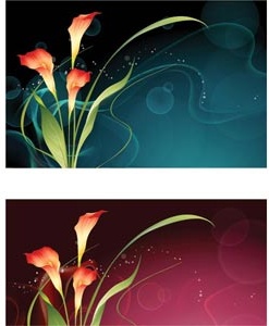 Vector Flower With Line Art Floral Background Banner